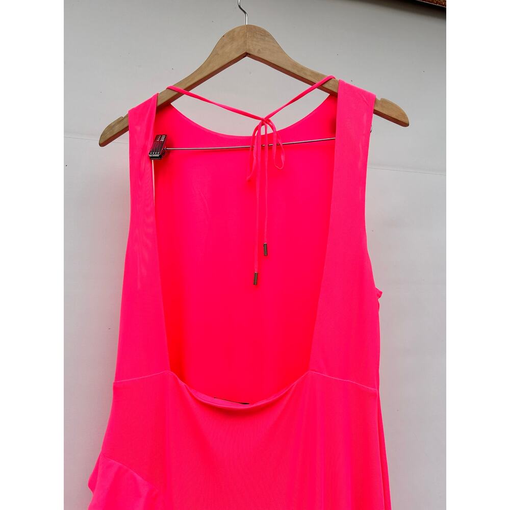 AFRM Airess Hot Pink Ruffle Backless Maxi Y2K Neon Maxi Large Long Vacation - Picture 8 of 10